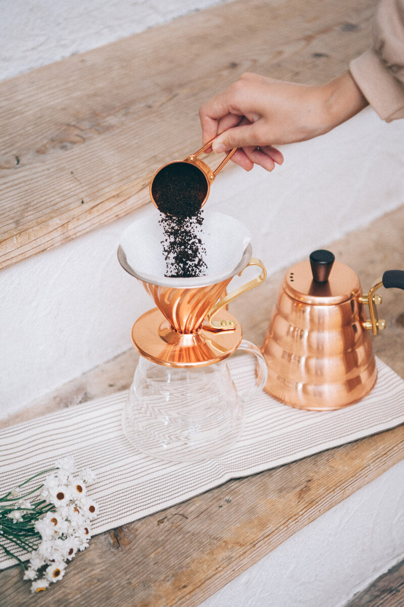 Hario V60-02 Dripper van staal en koper