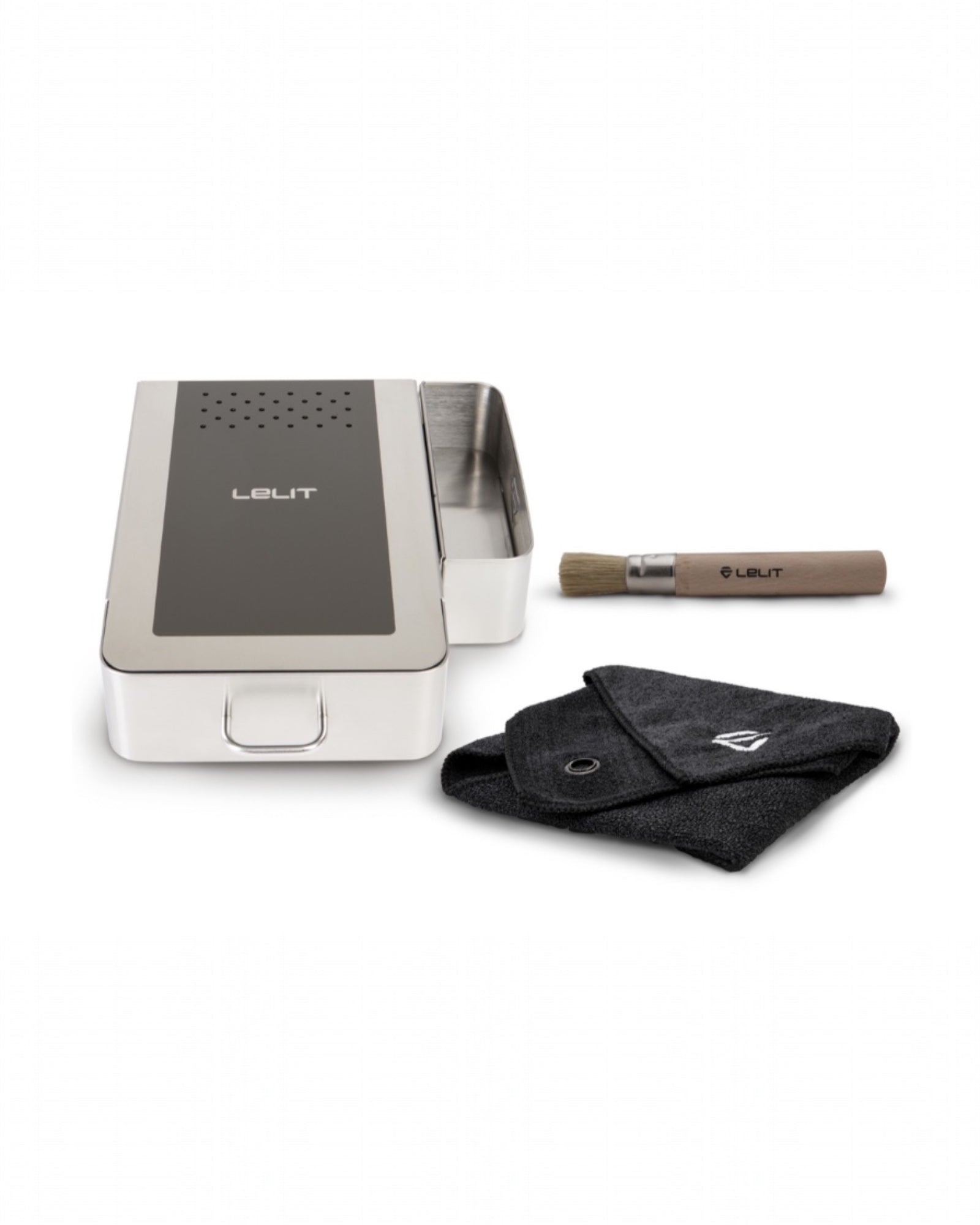 Lelit VIP brew drawer with brush and cloth