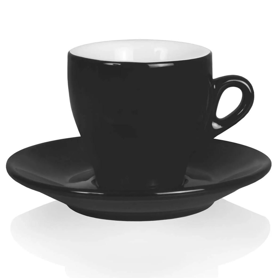 NuovaPoint Milano Cappuccinotassen Schwarz, 155 ml, mit Untertasse