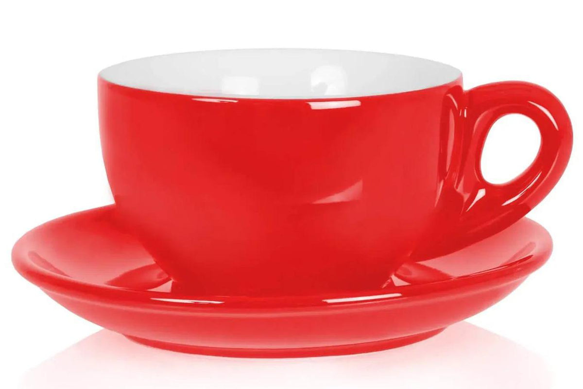 NuovaPoint Palermo Milchkaffeetassen 290 ml Rot, 290 ml, mit Untertasse