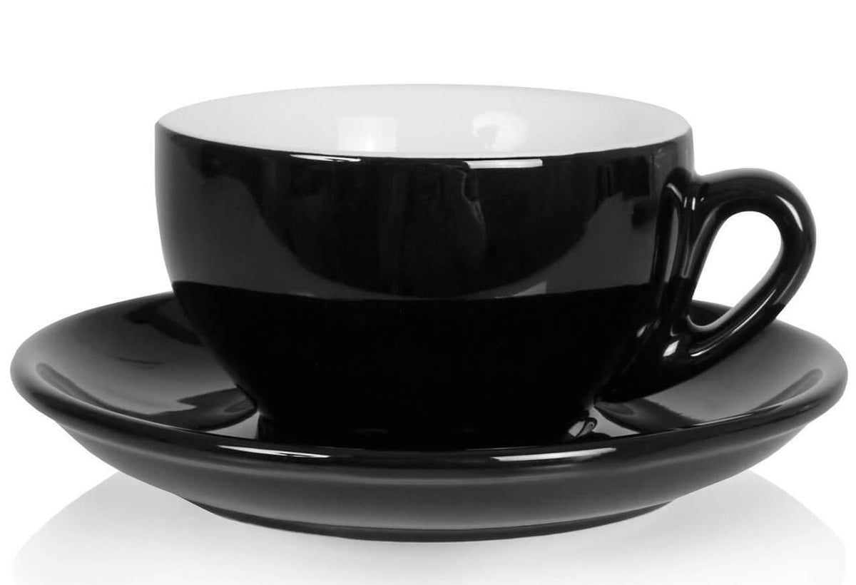 NuovaPoint Palermo Cappuccinotassen 200 ml Schwarz, mit Untertasse