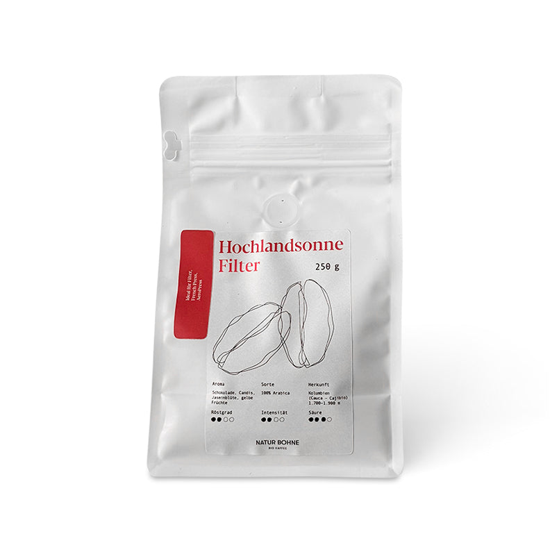 Hochlandsonne - boabe de cafea organică de specialitate cu CO₂ redus de către un vas cu pânze