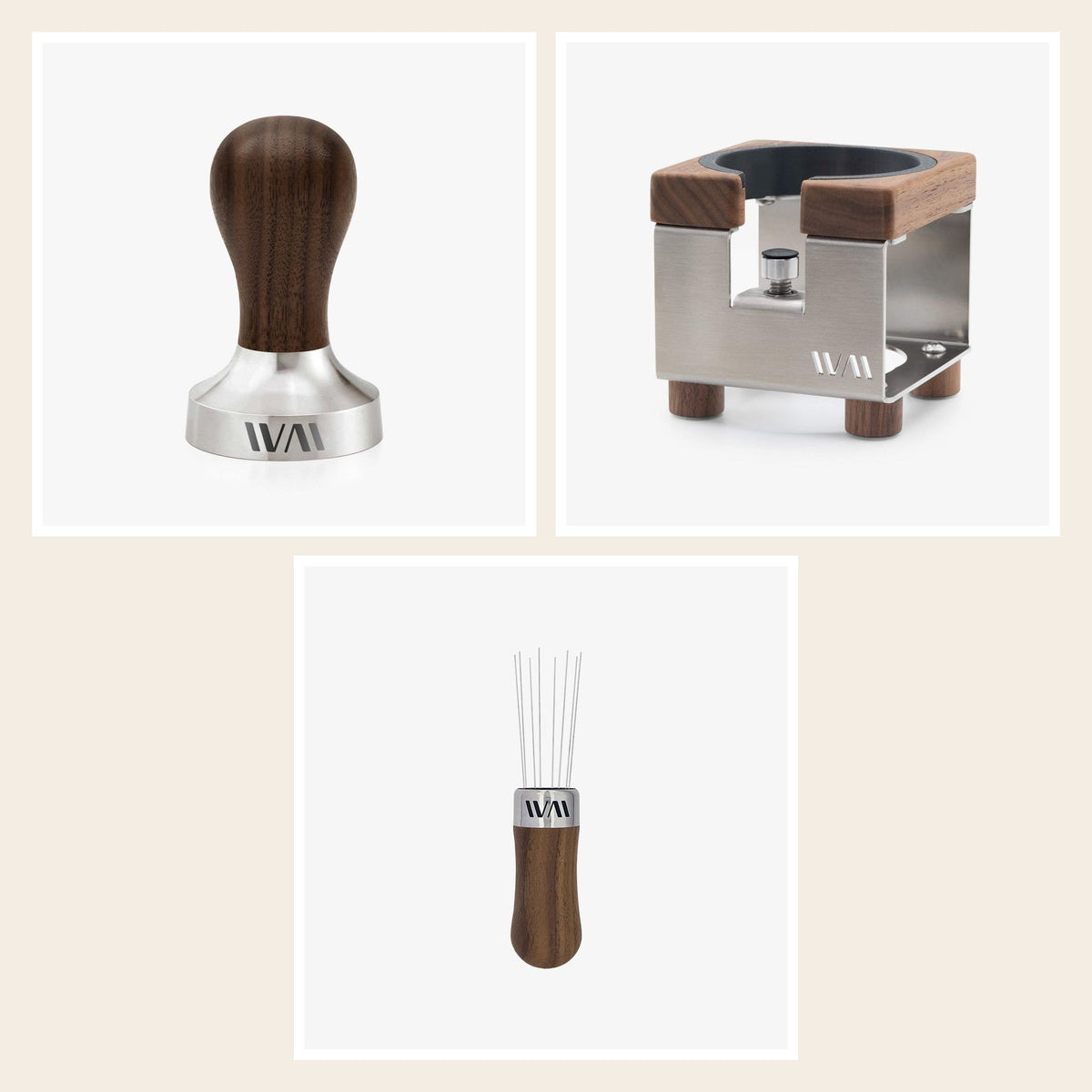 Wiedemann Barista-Set: Tamper, Tamperstation und WDT, Nussbaum
