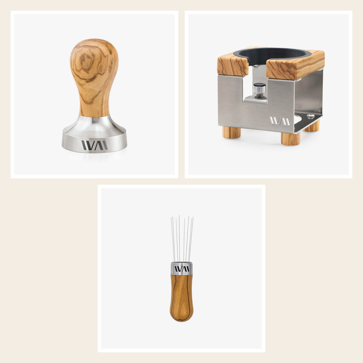 Wiedemann Barista-Set: Tamper, Tamperstation und WDT, Olive