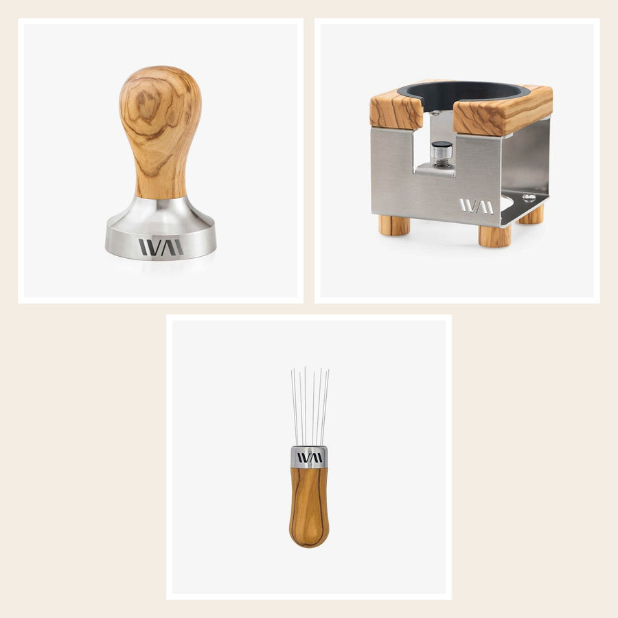 Wiedemann Barista-Set: Tamper, Tamperstation und WDT, Olive