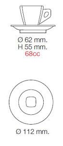 Maßzeichnung: Espresso Ø 62 mm / Cappuccino Ø 78 mm, 68 ml und 170 ml, Untertasse Ø 112 mm und Ø 138 mm