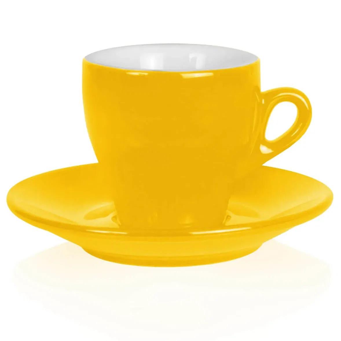 NuovaPoint Milano Cappuccinotassen Gelb, 155 ml, mit Untertasse