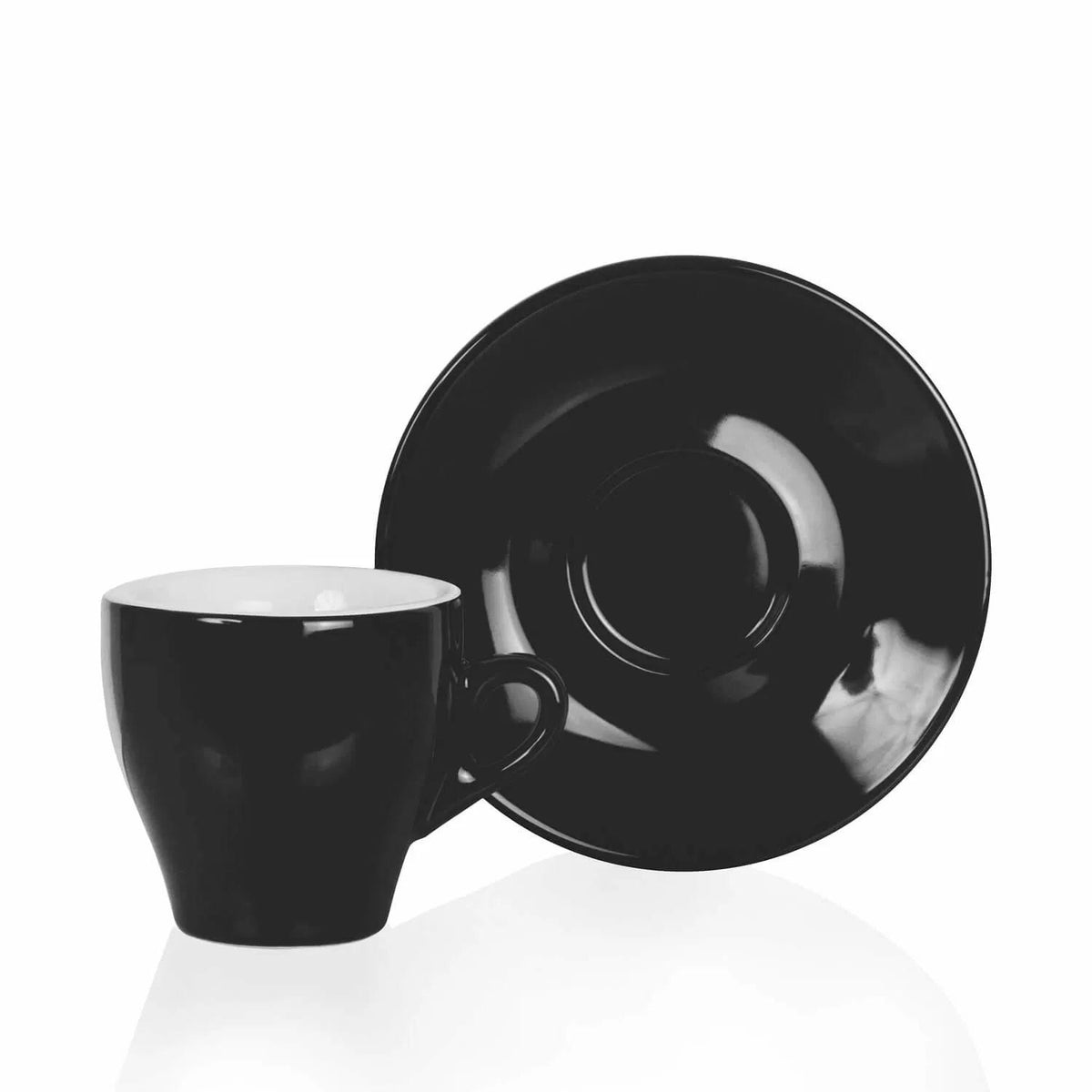 NuovaPoint Milano Cappuccinotassen Schwarz, 155 ml, mit Untertasse