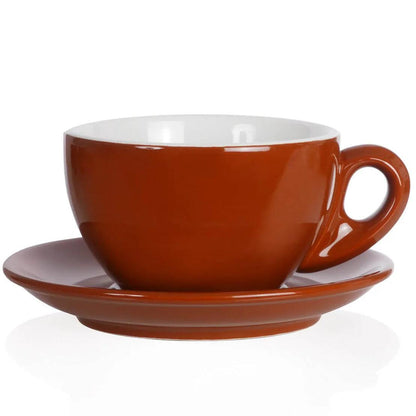 NuovaPoint Palermo Milchkaffeetassen 290 ml Braun, 290 ml, mit Untertasse