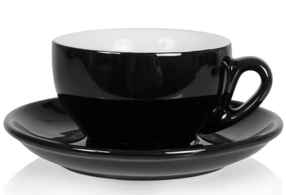 NuovaPoint Palermo Cappuccinotassen 200 ml Schwarz, mit Untertasse