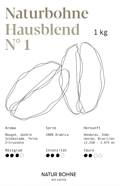 Natur Bohne Hausblend Nr. 1 - Eleganța întâlnește profunzimea Boabele organice de espresso