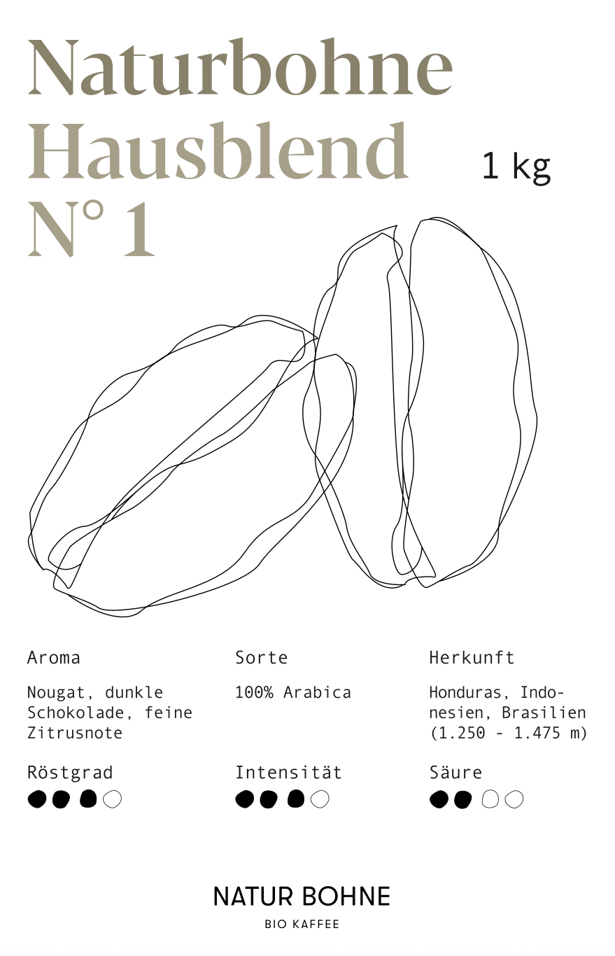 Natur Bohne Hausblend Nr. 1 - Eleganța întâlnește profunzimea Boabele organice de espresso