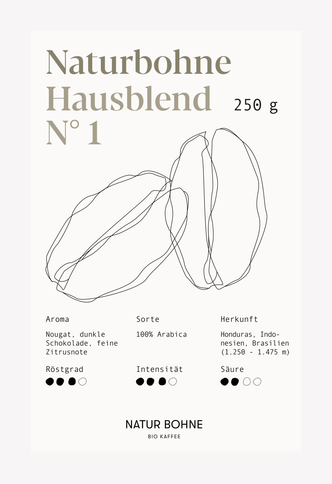 Natur Bohne Hausblend Nr. 1 - Eleganța întâlnește profunzimea Boabele organice de espresso