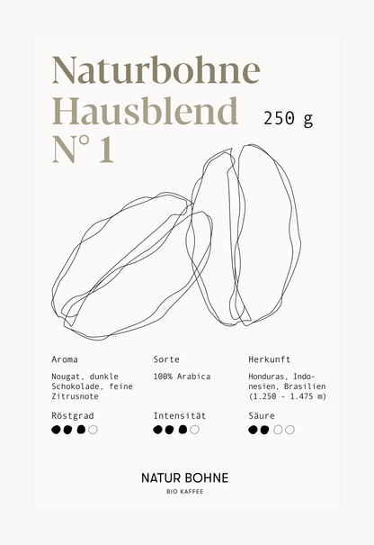 Natur Bohne Hausblend Nr. 1 - Eleganța întâlnește profunzimea Boabele organice de espresso