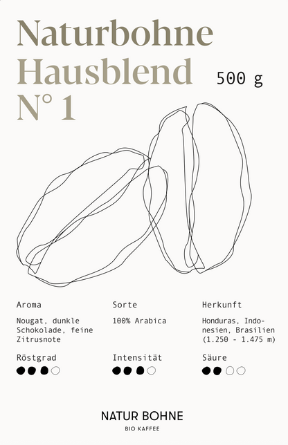 Natur Bohne Hausblend Nr. 1 - Eleganța întâlnește profunzimea Boabele organice de espresso