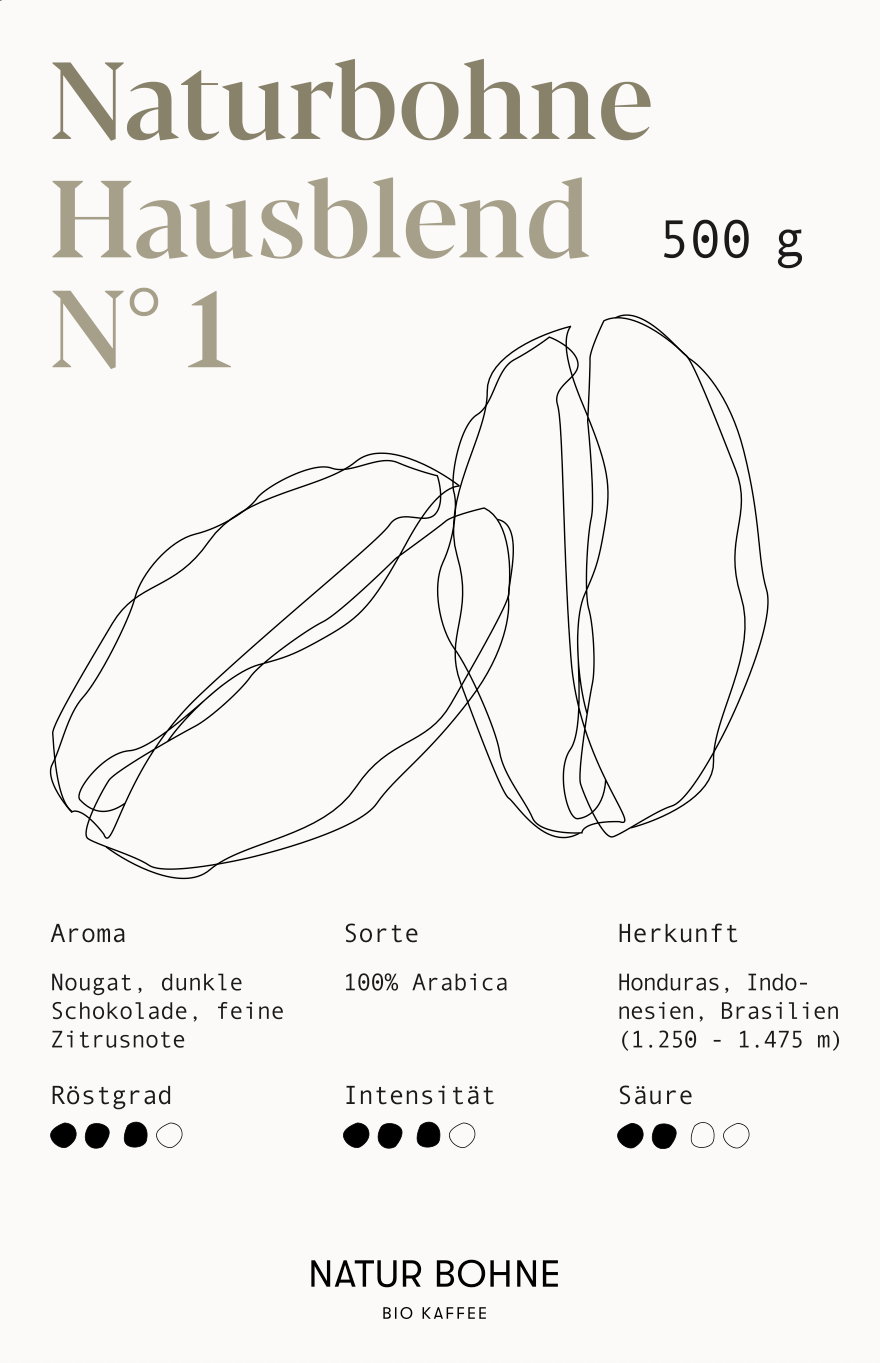 Natur Bohne Hausblend Nr. 1 - Eleganța întâlnește profunzimea Boabele organice de espresso