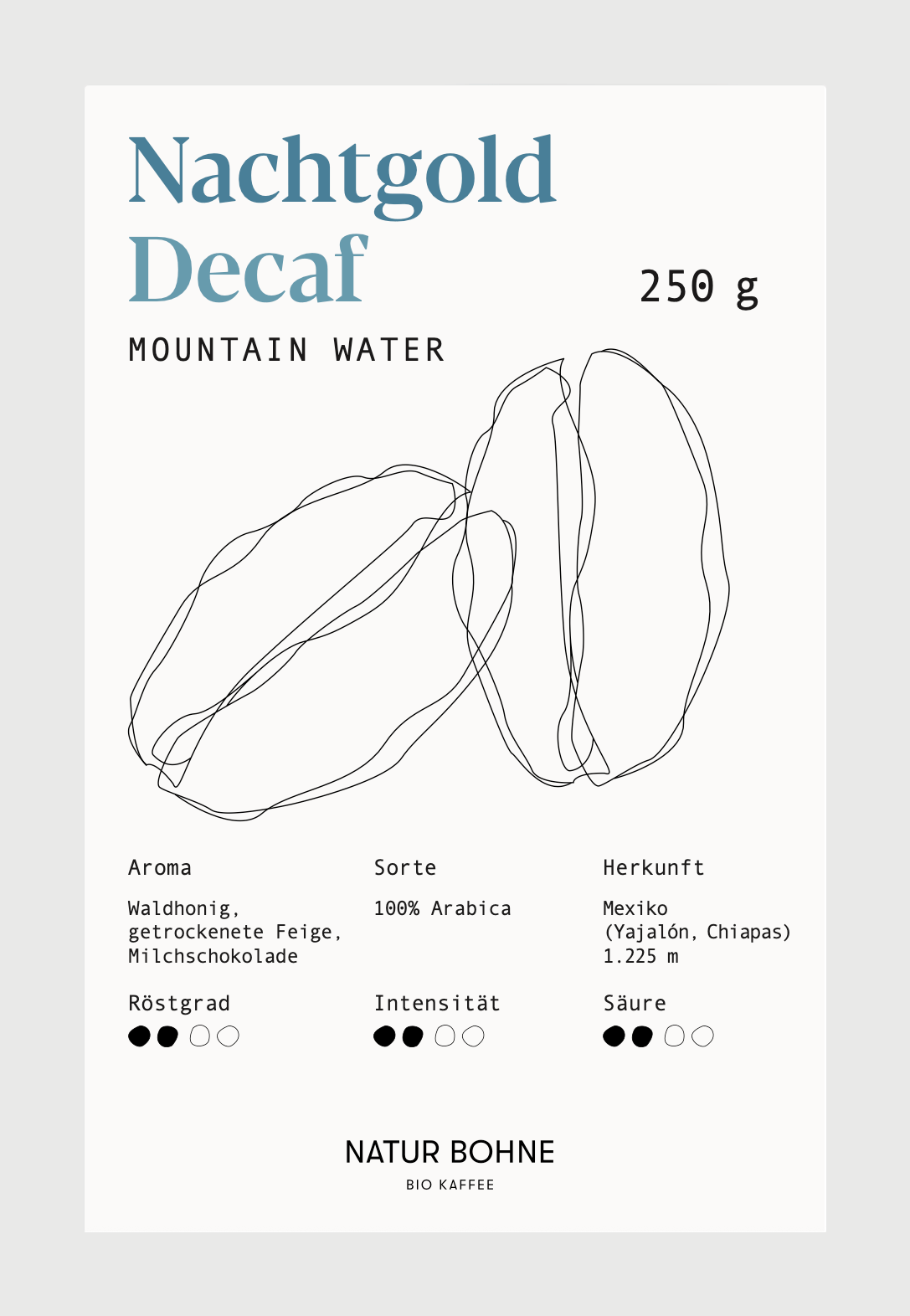 Nachtgold Decaf Organic Specialitate boabe de cafea decofeinizate