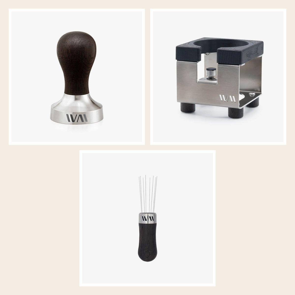 Wiedemann Barista-Set: Tamper, Tamperstation und WDT, Räuchereiche