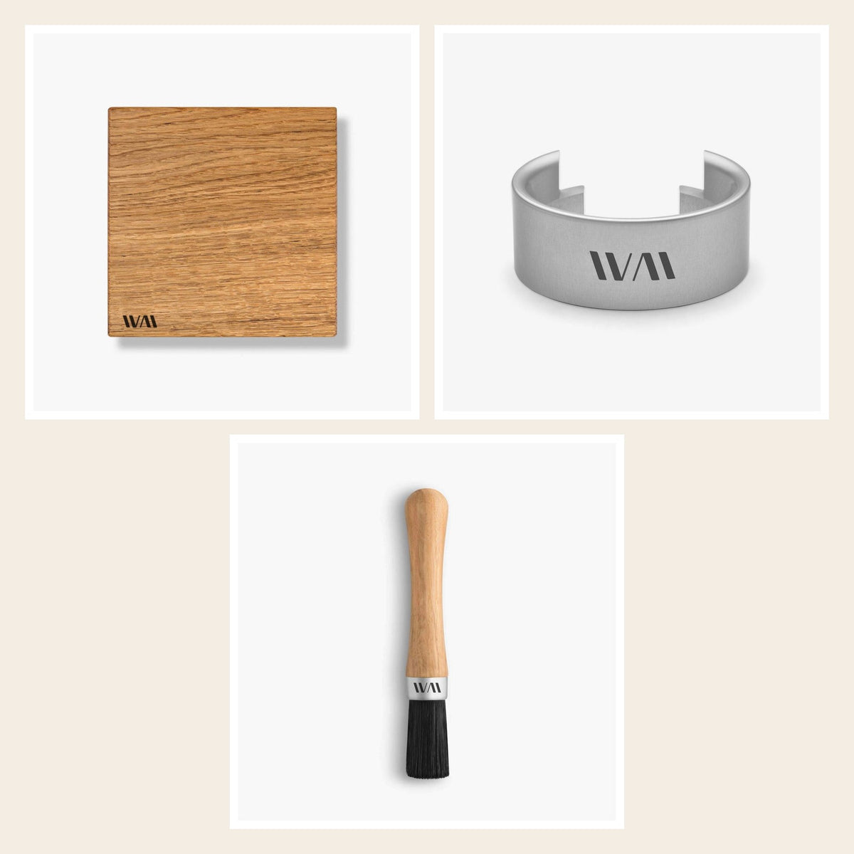 Wiedemann Mühlenset für Eureka Mignon: Mühlendeckel, Trichter und Pinsel, Eiche