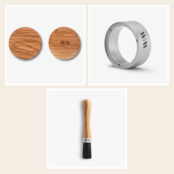 Wiedemann grinder set for Mazzer Philos: grinder lid, hopper and brush